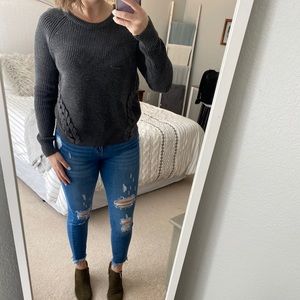 Dark Gray Sweater with Breaded Detail